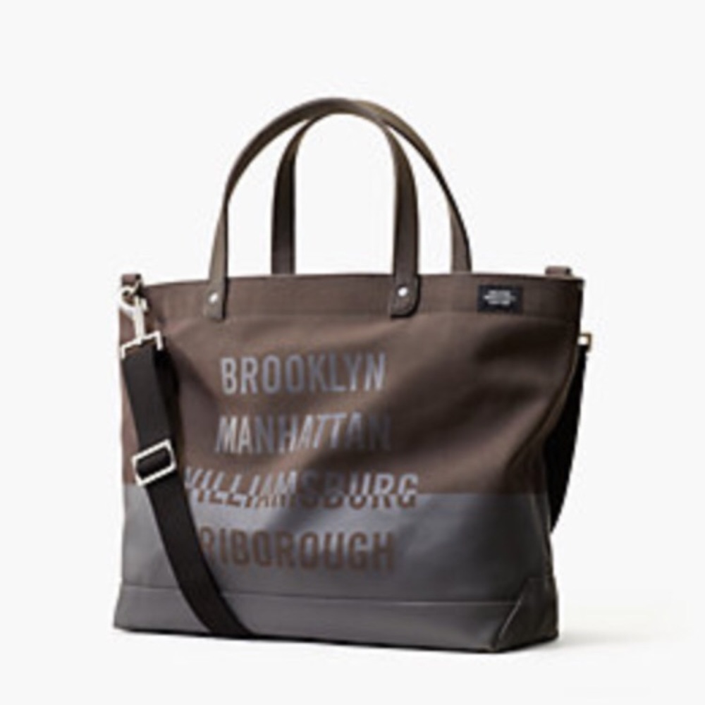 Jack Spade NY Bridges Coal Dipped Tote Grey Canvas
